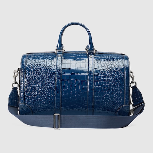 Crocodile duffle bag with Double G Detail 5