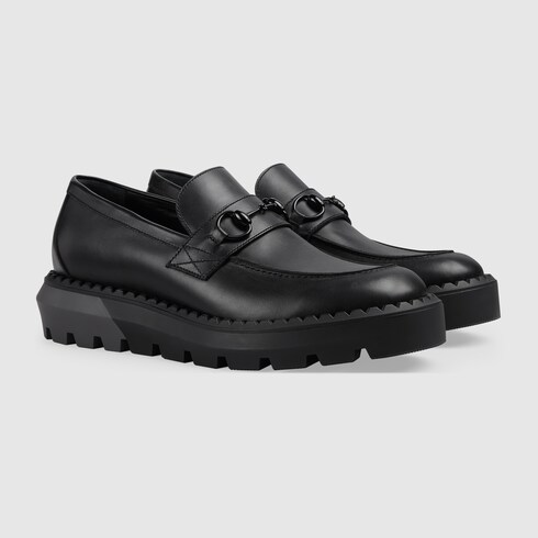 Men s Horsebit loafer in black leather GUCCI UK