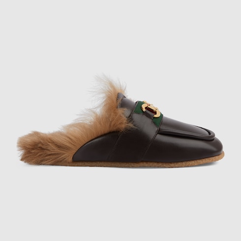 Men s slipper with Horsebit in Brown Leather GUCCI SI