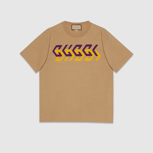 GUCCI プリント コットンジャージー Tシャツキャメル | GUCCI® JP