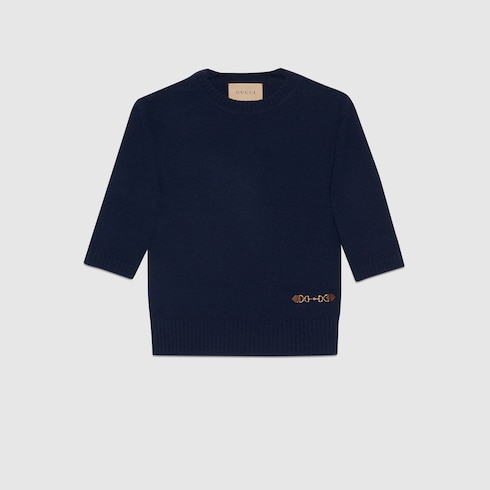 ホースビット付き カシミア トップダークブルー | GUCCI公式