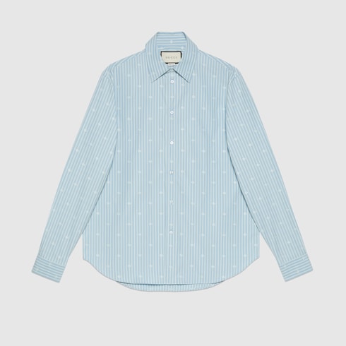 Chemise en coton avec rayures GG en fil coupé