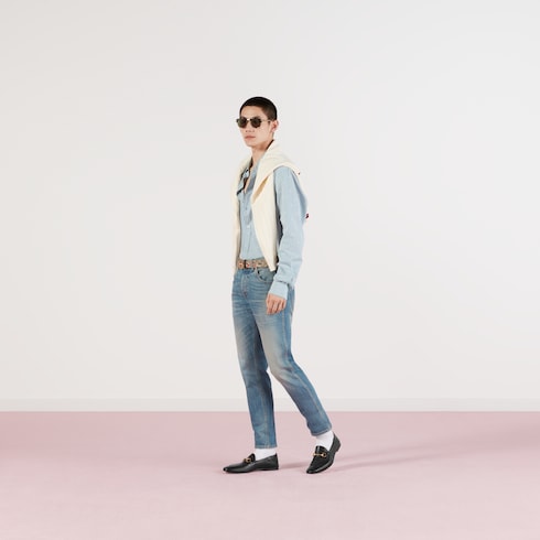 Chemise en coton avec rayures GG en fil coupé