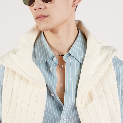Camicia in cotone fil coupé a righe GG