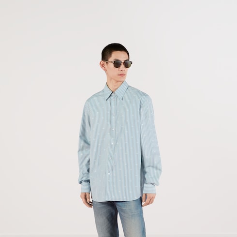 Chemise en coton avec rayures GG en fil coupé