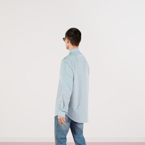 Chemise en coton avec rayures GG en fil coupé