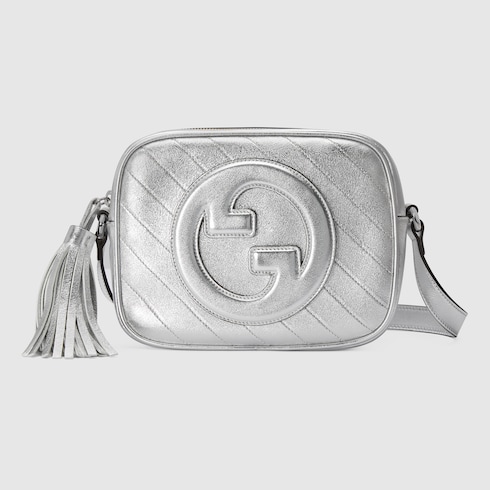 Gucci Blondie small shoulder bag in metallic silver leather