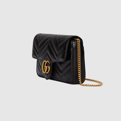 GG Marmont super mini bag in Black White Leather GUCCI SI