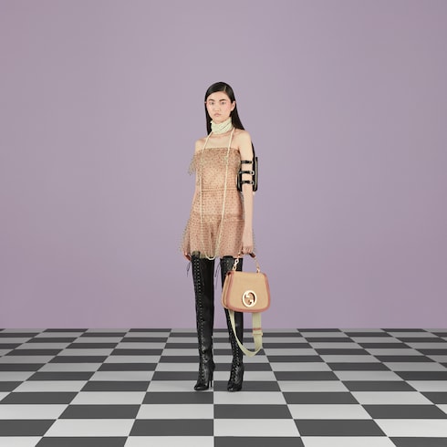 Polka dot sleeveless tulle dress in beige and black | GUCCI® MX Polka dot sleeveless tulle dress in beige and black | GUCCI® MX