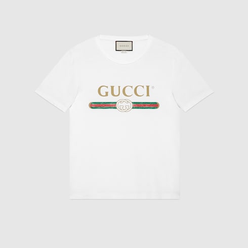 Oversize washed T shirt with Gucci logo