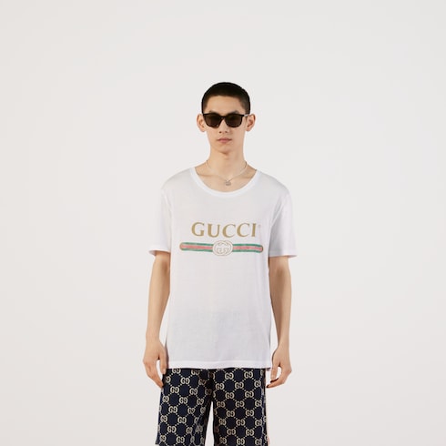 日本限定 Oversize washed washed white in logo Gucci with T-shirt トップス