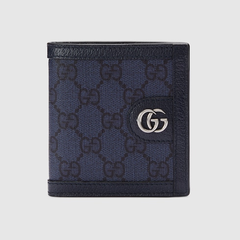 GUCCI on sale Blue GG Monogram Logo VINTAGE Small Bi-Fold Wallet