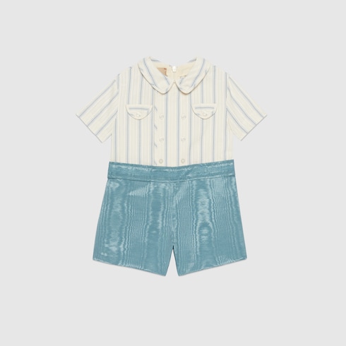 Baby blue and ivory checkered romper Made In Italy main image 1