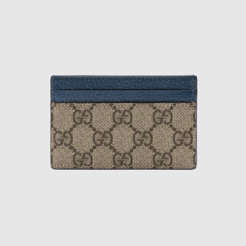 Portacarte bicolore con dettaglio GG in tessuto Supreme beige ed ebano GUCCI Italia