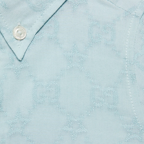 Baby GG stars viscose cotton shirt in light blue | GUCCI® US