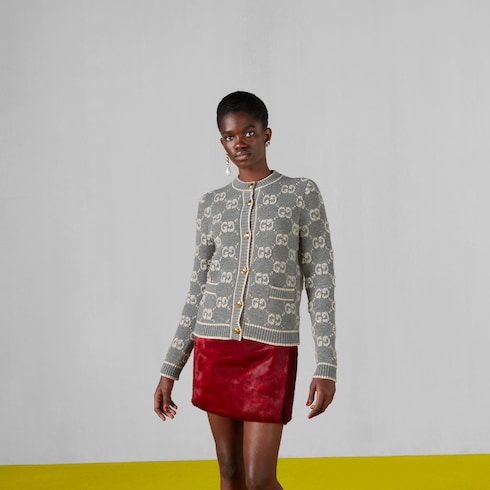 Cardigan in lana GG jacquard bouclé