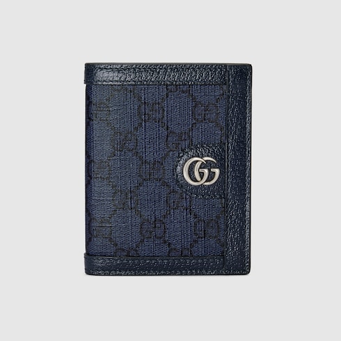 Ophidia GG Leather Card Holder in Blue - Gucci