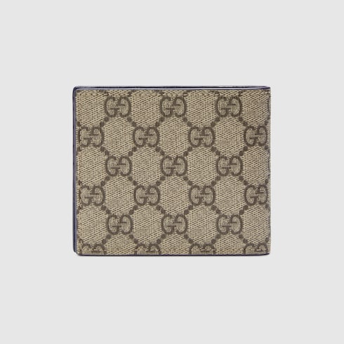 Cartera con dos pliegues e interior azul en Supreme beige y ebano GUCCI ES