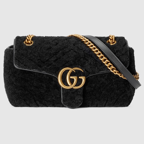 GG Marmont small shoulder bag in Black Leather GUCCI SI