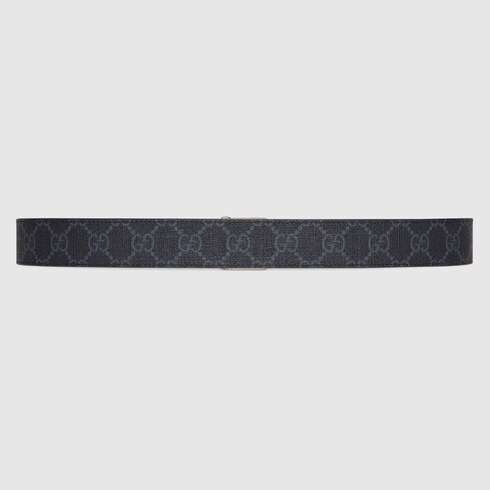 Reversible belt with squared Interlocking G in black GG Supreme