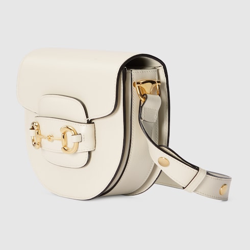 Mini borsa rotonda Gucci Horsebit 1955 in pelle bianca GUCCI Italia