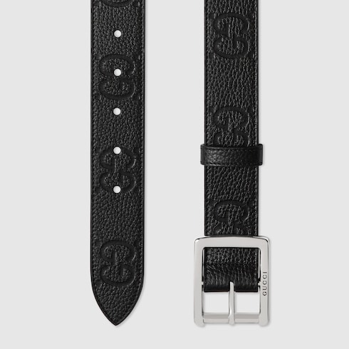 Rubber-effect jumbo GG leather belt Detail 2