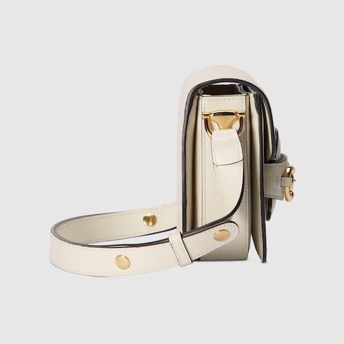 Mini borsa rotonda Gucci Horsebit 1955 in pelle bianca GUCCI Italia