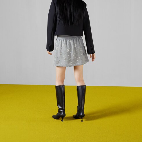 Light felted cotton jersey skirt in grey | GUCCI® 香港