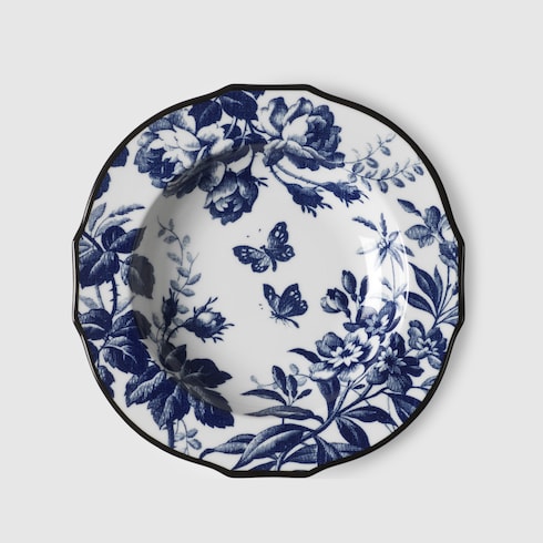 Suppenteller mit Rand und Herbarium-Motiv, 2er-Set