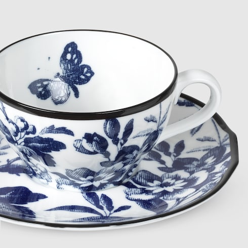 Tee- und Untertasse mit Herbarium-Motiv, 2er-Set