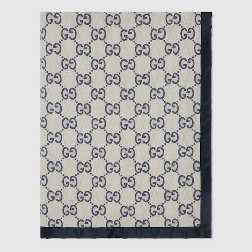 Couverture en coton matelassé double face à motif GG