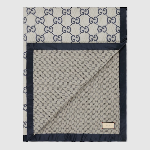 Couverture en coton matelassé double face à motif GG