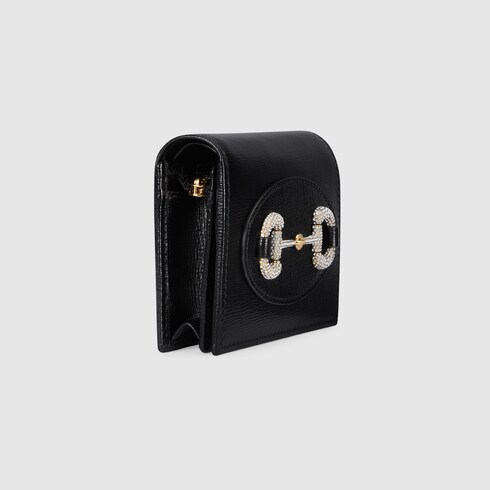 Portacarte Gucci Horsebit 1955 in pelle nera GUCCI Italia
