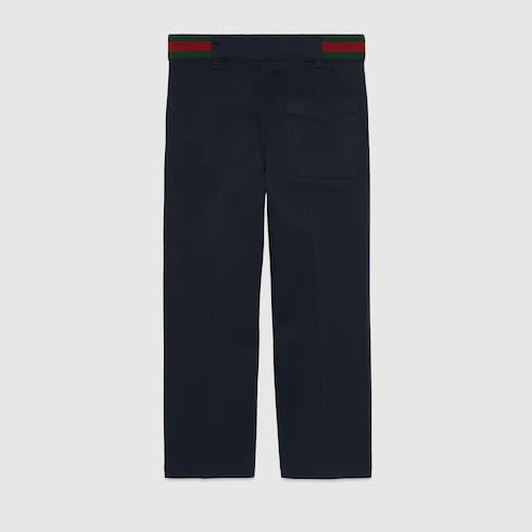 Pantalone bambino in cotone stretch con dettaglio Web