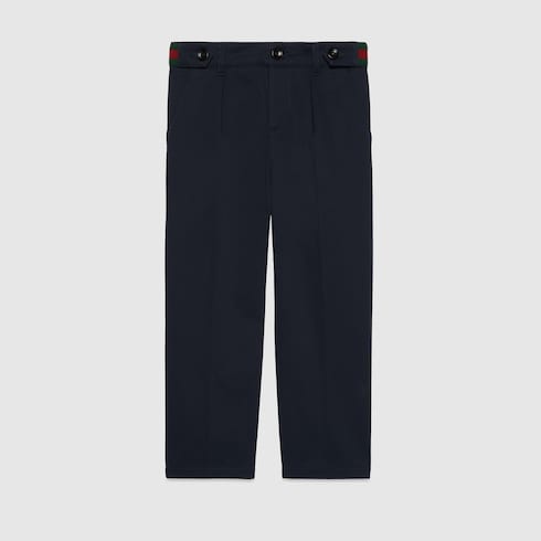 Pantalone bambino in cotone stretch con dettaglio Web