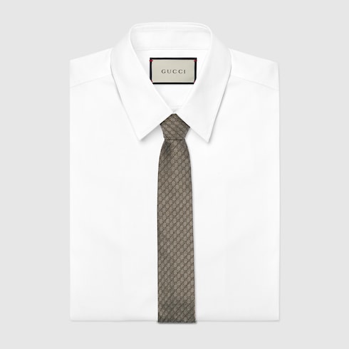 Interlocking G silk wool jacquard tie