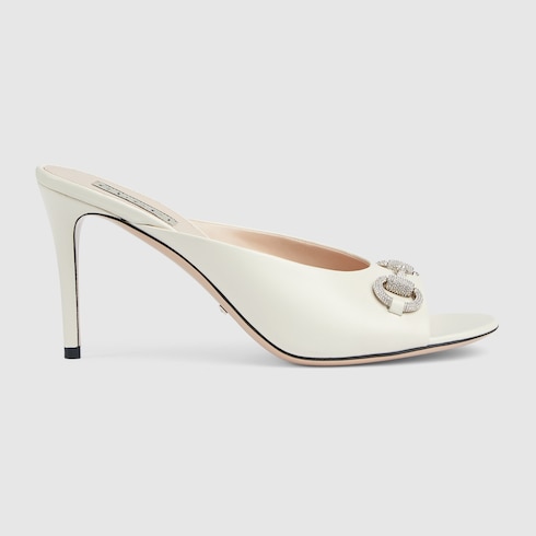 Gucci women's leather discount slide sandal with horsebit