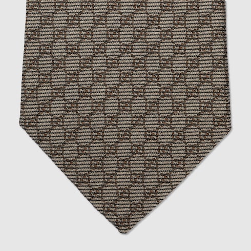 Interlocking G silk wool jacquard tie