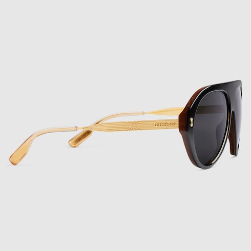 Aviator frame sunglasses in black acetate GUCCI GR