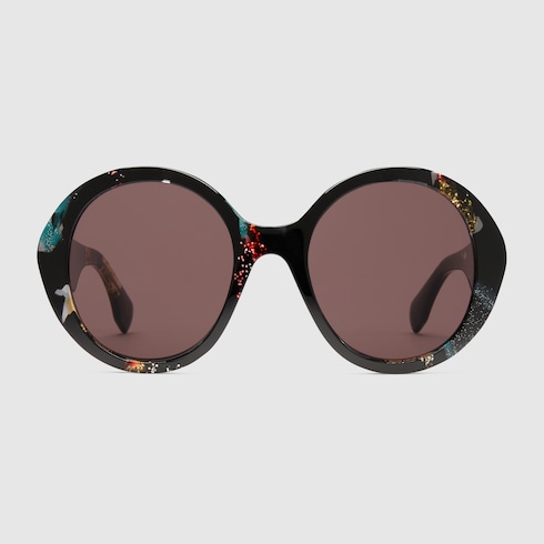 Round frame sunglasses in Black Purple Undefined GUCCI SI