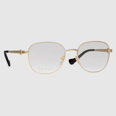 売切必至★Gucci “煌めくメタルフレーム”オプティカルフレーム オンライン限定 スクエア オプティカルフレームゴールドトーン