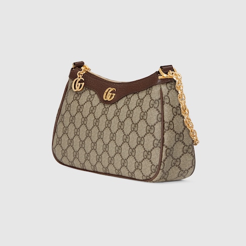 Ophidia GG small shoulder bag in beige and ebony GG Supreme