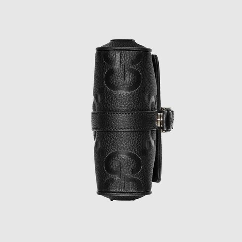 Borsa a tracolla in pelle jumbo GG misura piccola in pelle nera