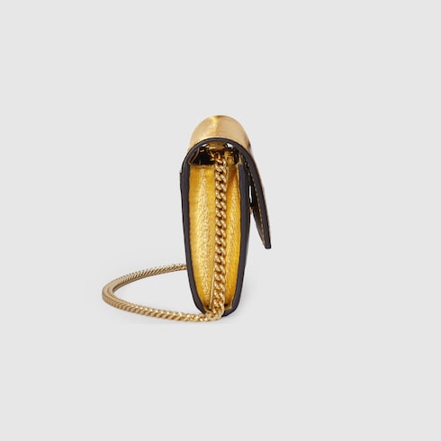 GG Marmont bi-color chain wallet in GG Supreme, gold leather | GUCCI® US