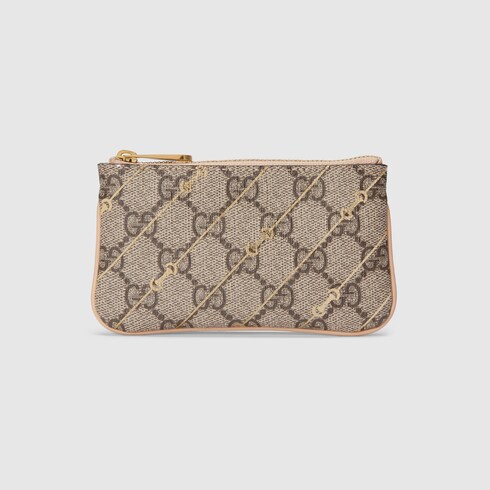 Key case with Horsebit print in beige and ebony Supreme GUCCI GR