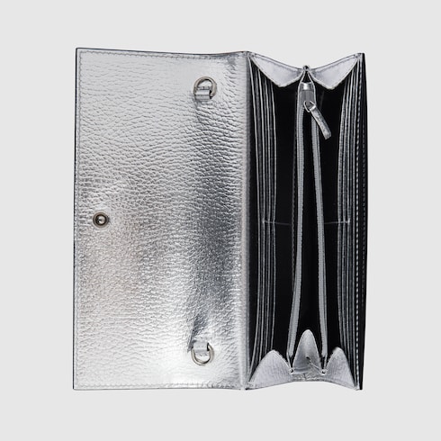 GG Marmont chain wallet in GG Supreme, silver leather | GUCCI® US