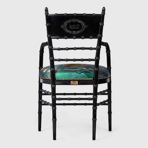 Chiavari Stuhl mit Armlehne und Tiger-Jacquard