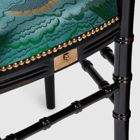Sedia Chiavarina jacquard con tigre e poggiabraccia