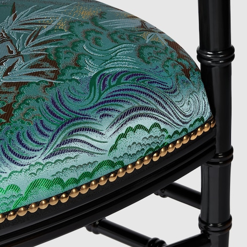 Sedia Chiavarina jacquard con tigre e poggiabraccia