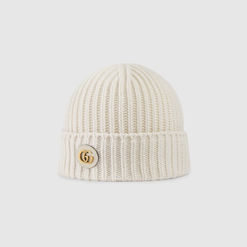 Wool cashmere hat with Double G Detail 2